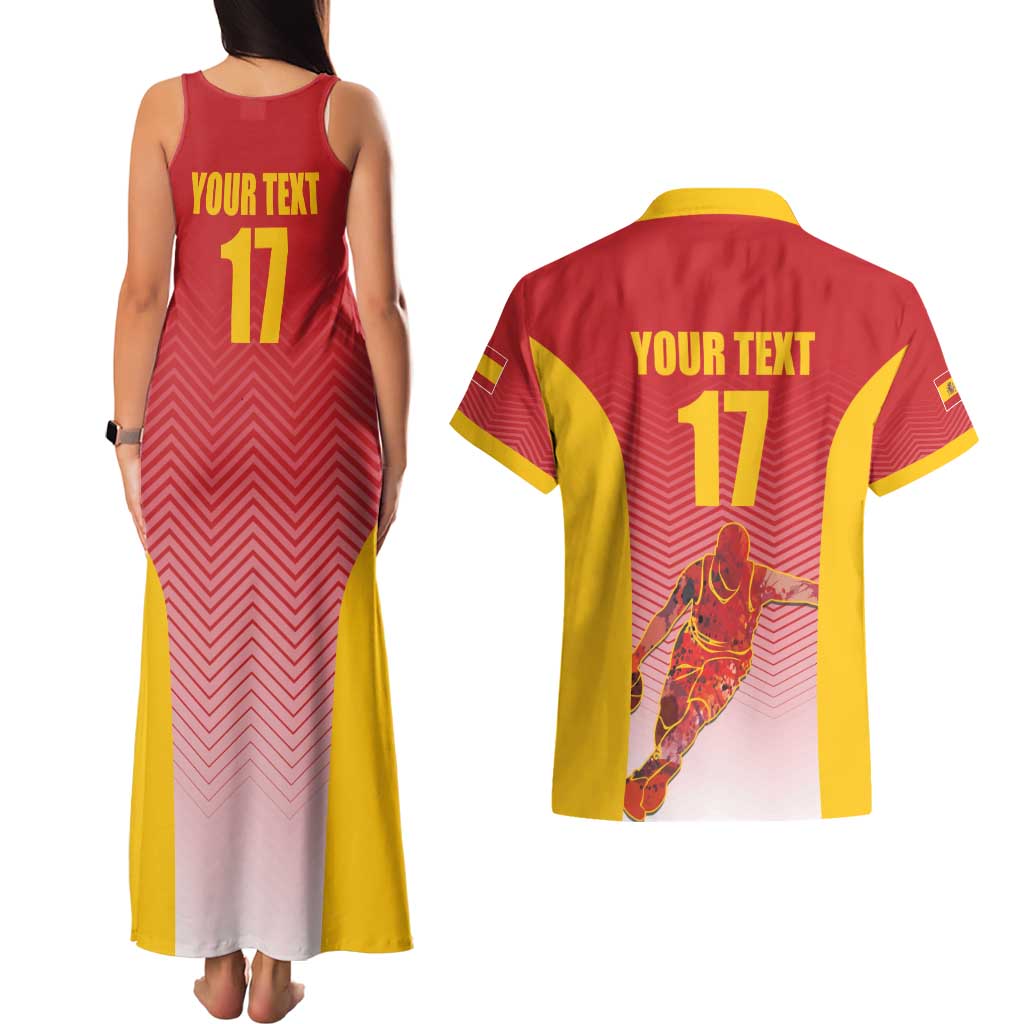 Custom Espana Basketball Spain Couples Matching Tank Maxi Dress and Hawaiian Shirt Baloncesto Come on La Roja Red Style