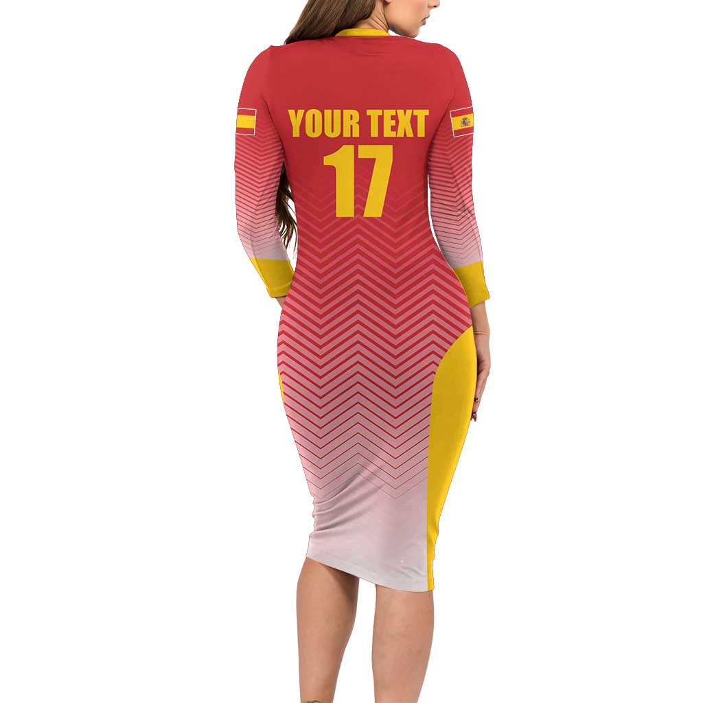 Custom Espana Basketball Spain Family Matching Long Sleeve Bodycon Dress and Hawaiian Shirt Baloncesto Come on La Roja Red Style