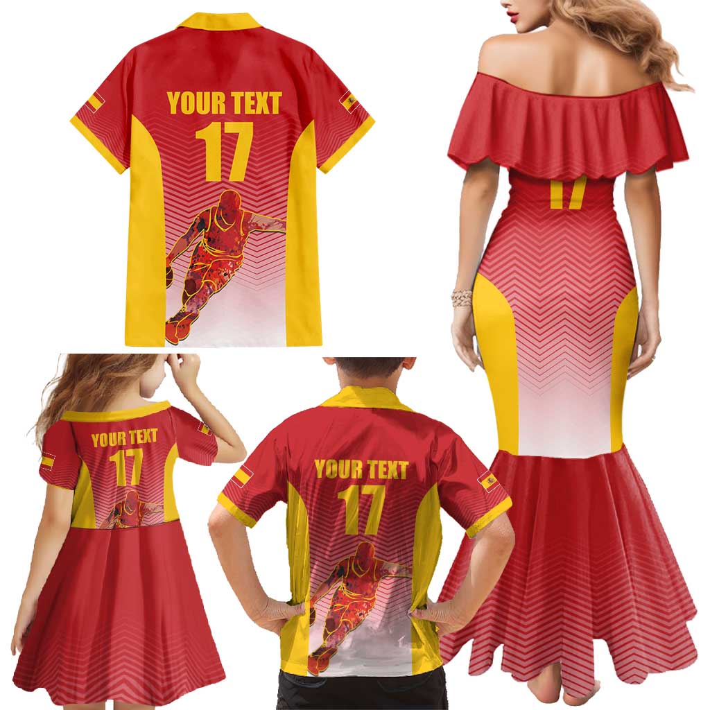 Custom Espana Basketball Spain Family Matching Mermaid Dress and Hawaiian Shirt Baloncesto Come on La Roja Red Style