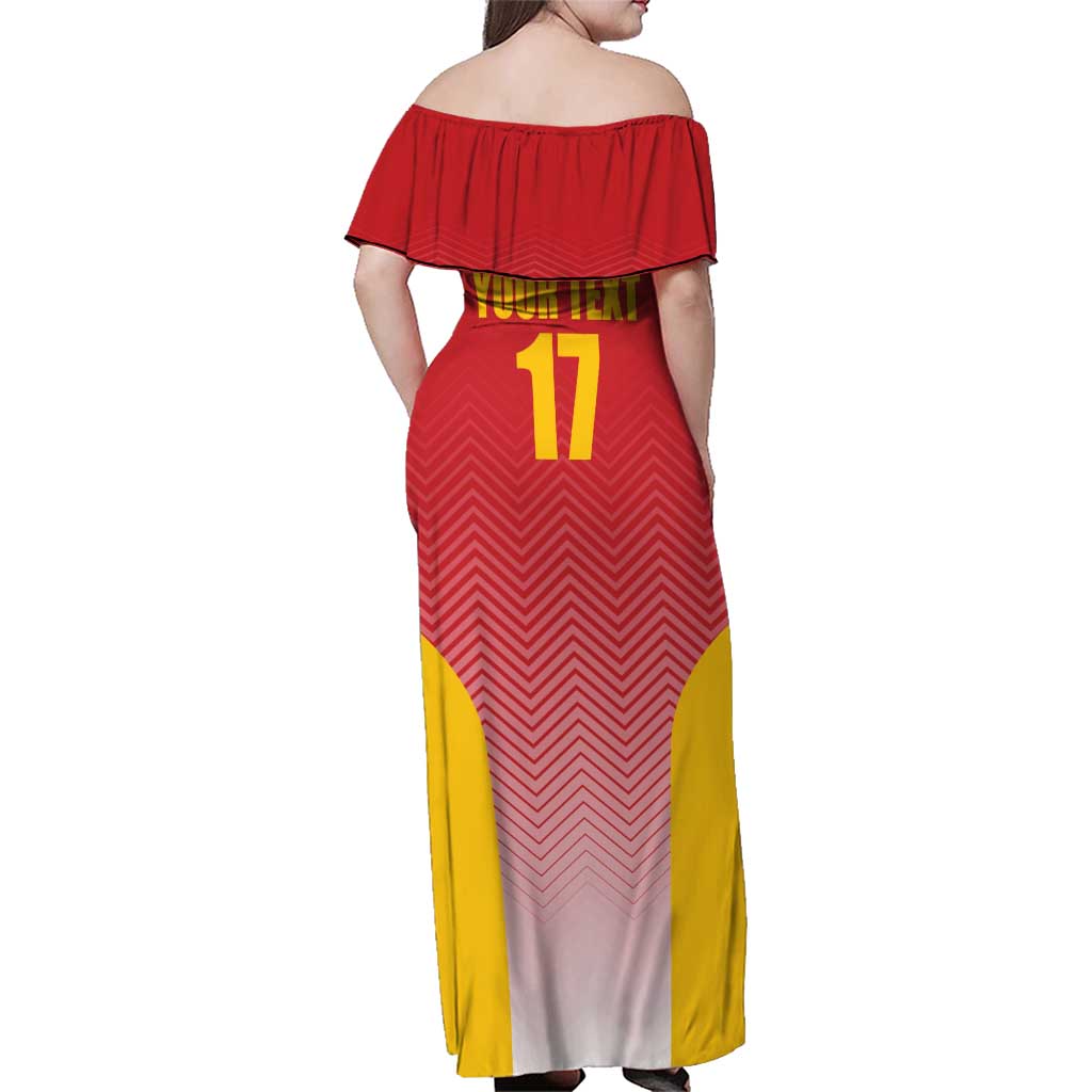 Custom Espana Basketball Spain Family Matching Off Shoulder Maxi Dress and Hawaiian Shirt Baloncesto Come on La Roja Red Style