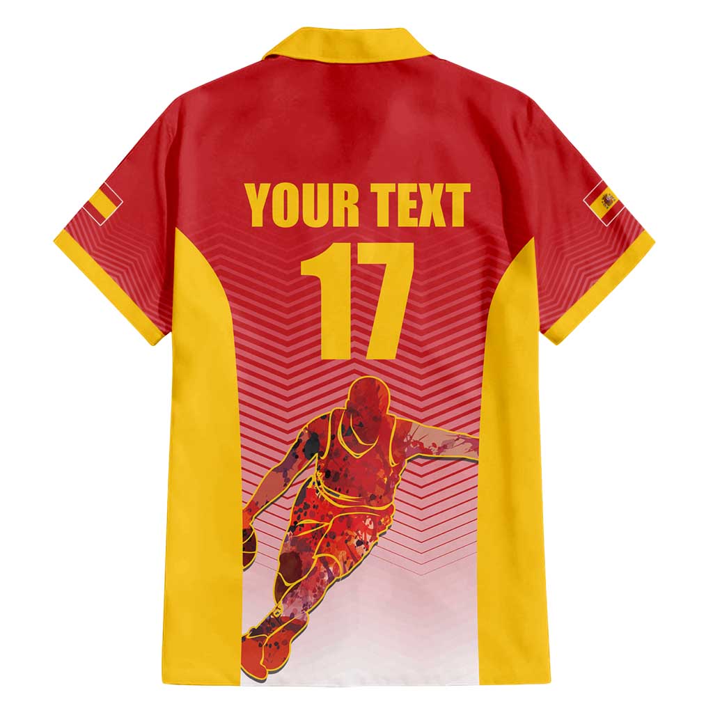Custom Espana Basketball Spain Family Matching Off Shoulder Short Dress and Hawaiian Shirt Baloncesto Come on La Roja Red Style