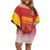 Custom Espana Basketball Spain Family Matching Off Shoulder Short Dress and Hawaiian Shirt Baloncesto Come on La Roja Red Style