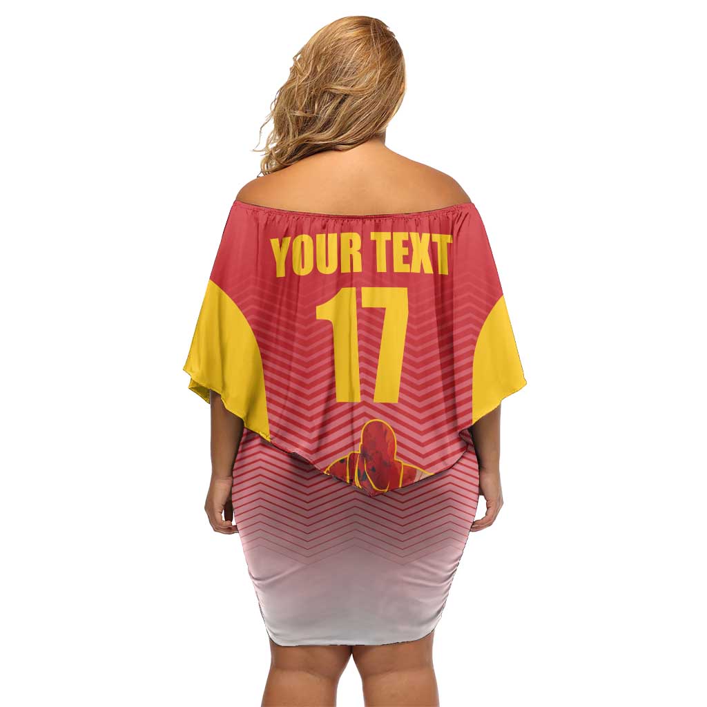 Custom Espana Basketball Spain Family Matching Off Shoulder Short Dress and Hawaiian Shirt Baloncesto Come on La Roja Red Style