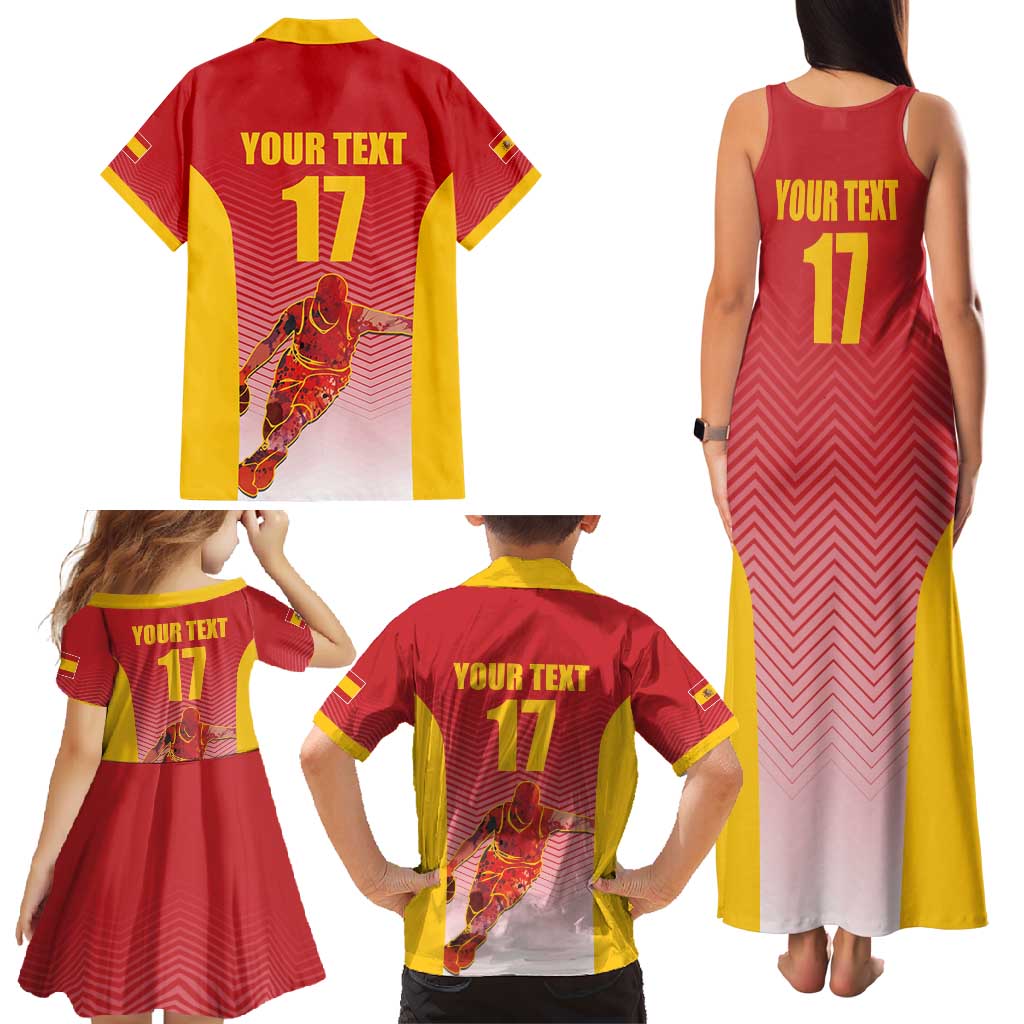 Custom Espana Basketball Spain Family Matching Tank Maxi Dress and Hawaiian Shirt Baloncesto Come on La Roja Red Style