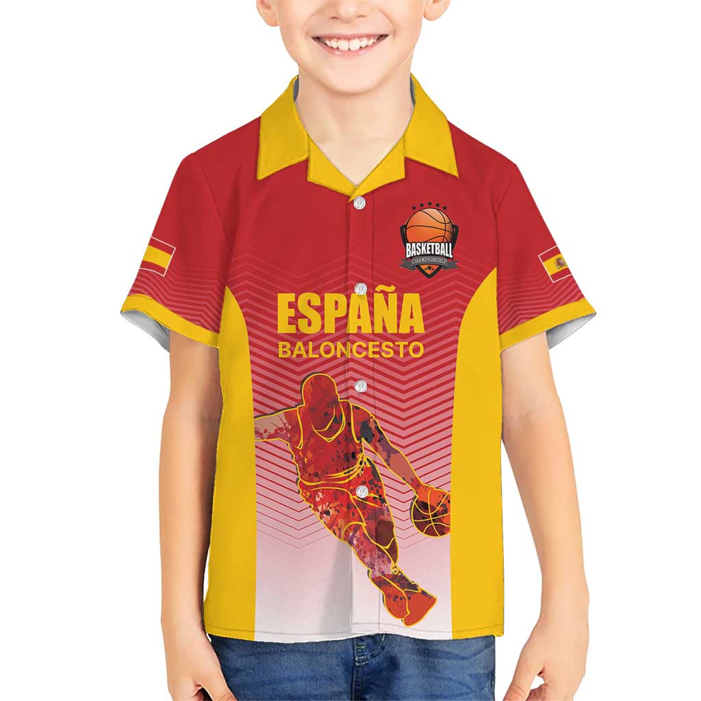Custom Espana Basketball Spain Kid Hawaiian Shirt Baloncesto Come on La Roja Red Style