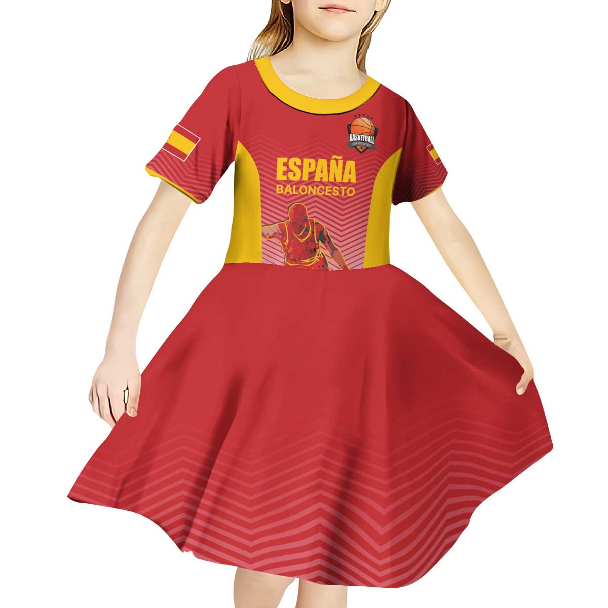 Custom Espana Basketball Spain Kid Short Sleeve Dress Baloncesto Come on La Roja Red Style