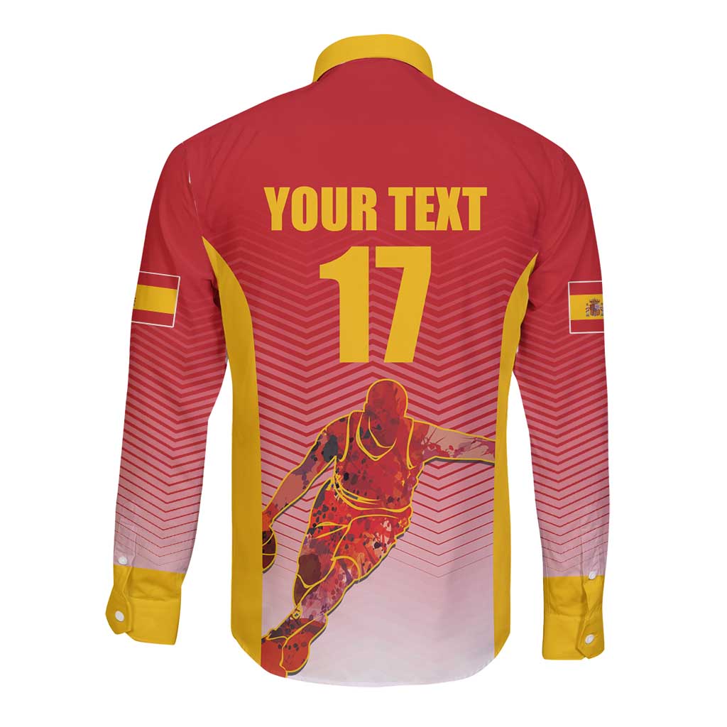 Custom Espana Basketball Spain Long Sleeve Button Shirt Baloncesto Come on La Roja Red Style