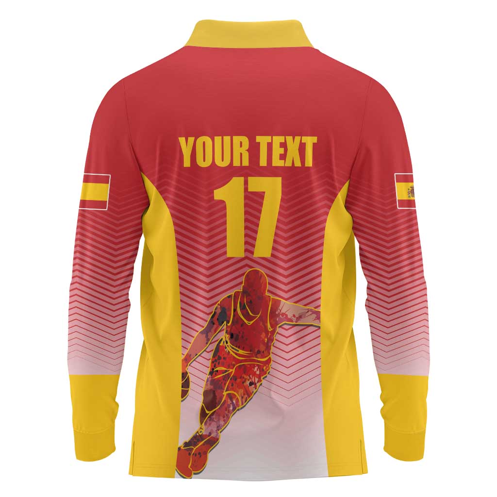 Custom Espana Basketball Spain Long Sleeve Polo Shirt Baloncesto Come on La Roja Red Style