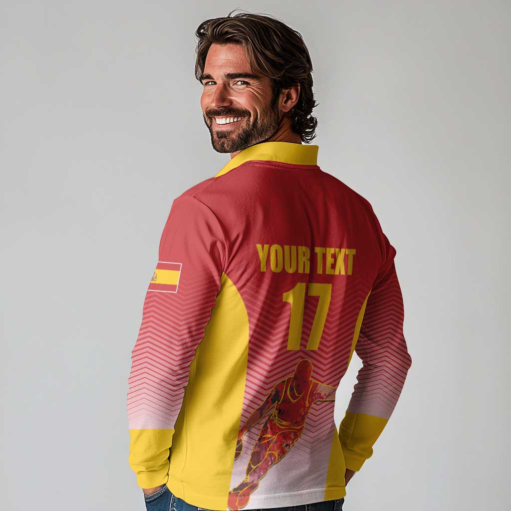 Custom Espana Basketball Spain Long Sleeve Polo Shirt Baloncesto Come on La Roja Red Style