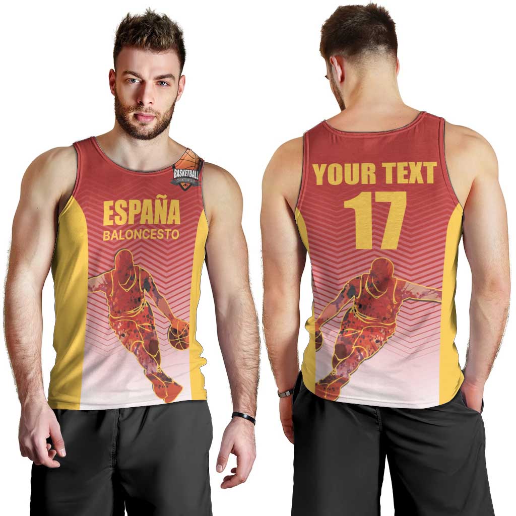 Custom Espana Basketball Spain Men Tank Top Baloncesto Come on La Roja Red Style
