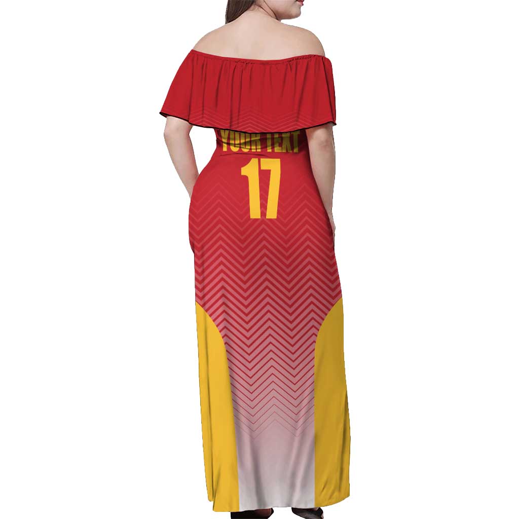 Custom Espana Basketball Spain Off Shoulder Maxi Dress Baloncesto Come on La Roja Red Style