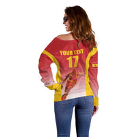 Custom Espana Basketball Spain Off Shoulder Sweater Baloncesto Come on La Roja Red Style