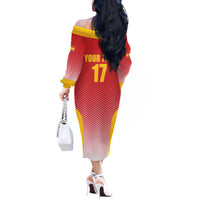 Custom Espana Basketball Spain Off The Shoulder Long Sleeve Dress Baloncesto Come on La Roja Red Style