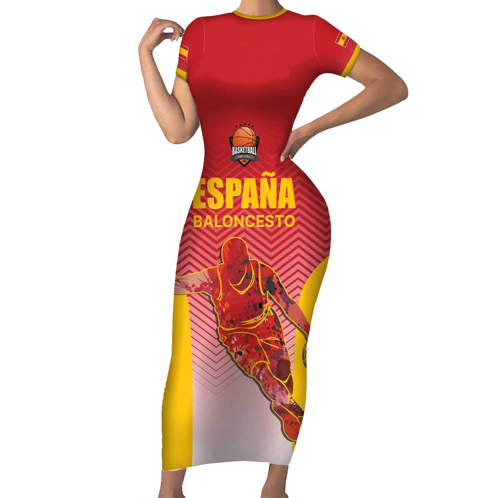 Custom Espana Basketball Spain Short Sleeve Bodycon Dress Baloncesto Come on La Roja Red Style