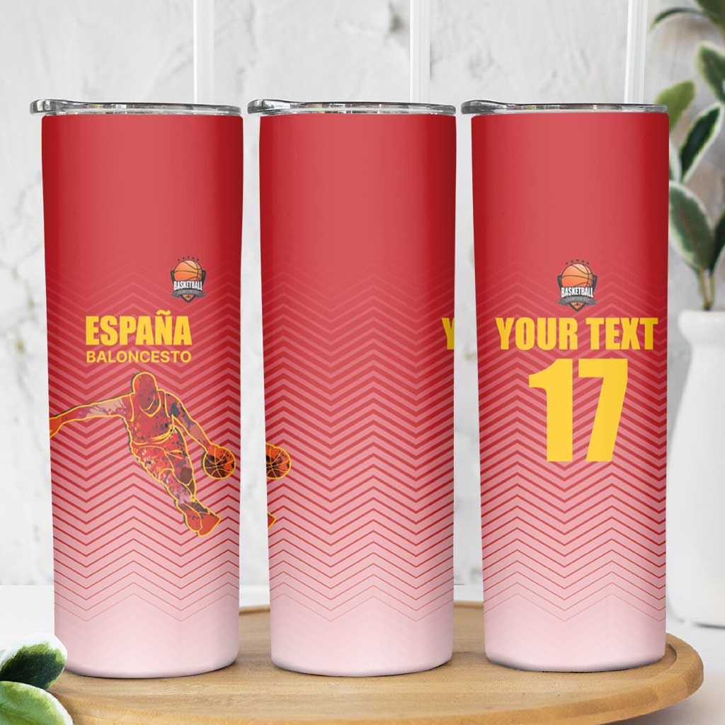 Custom Espana Basketball Spain Skinny Tumbler Baloncesto Come on La Roja Red Style