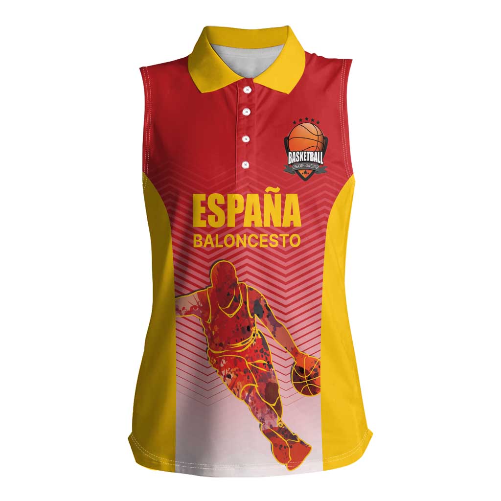 Custom Espana Basketball Spain Women Sleeveless Polo Shirt Baloncesto Come on La Roja Red Style