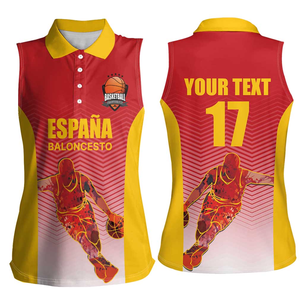 Custom Espana Basketball Spain Women Sleeveless Polo Shirt Baloncesto Come on La Roja Red Style