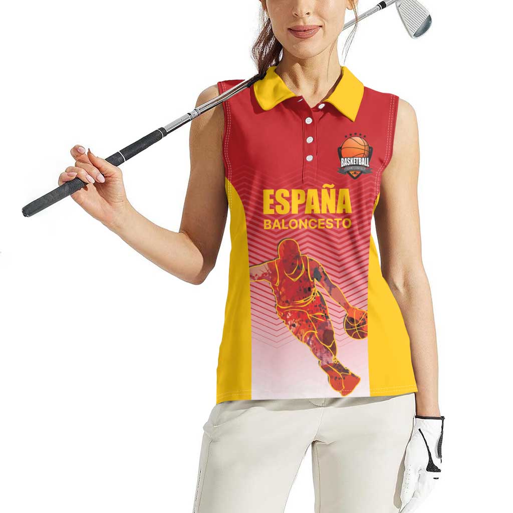 Custom Espana Basketball Spain Women Sleeveless Polo Shirt Baloncesto Come on La Roja Red Style
