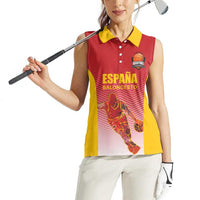 Custom Espana Basketball Spain Women Sleeveless Polo Shirt Baloncesto Come on La Roja Red Style