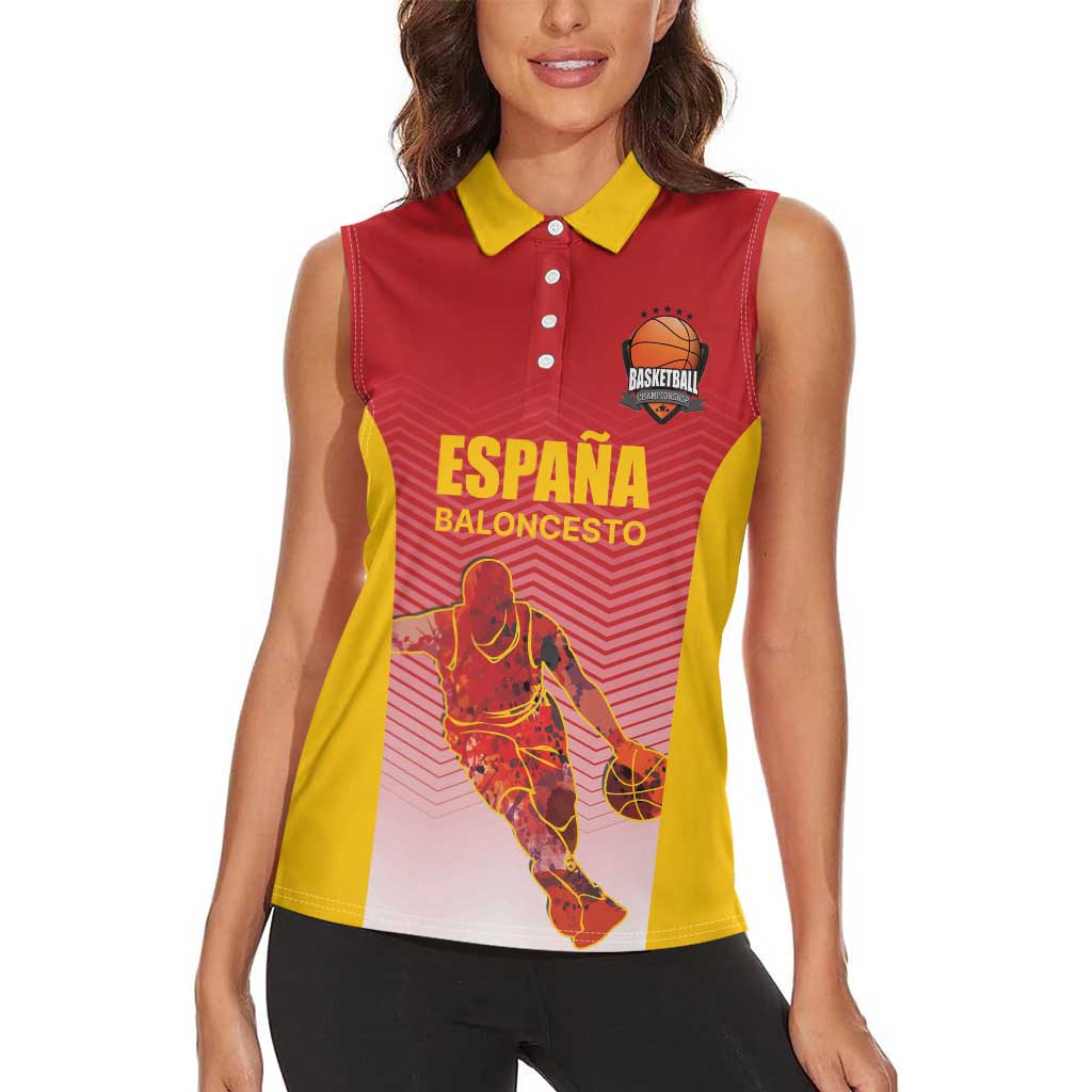 Custom Espana Basketball Spain Women Sleeveless Polo Shirt Baloncesto Come on La Roja Red Style