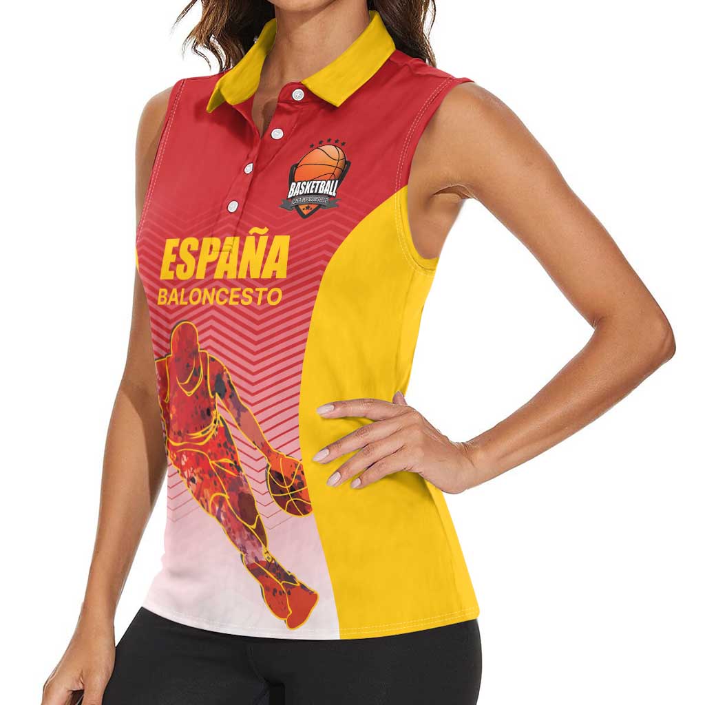 Custom Espana Basketball Spain Women Sleeveless Polo Shirt Baloncesto Come on La Roja Red Style