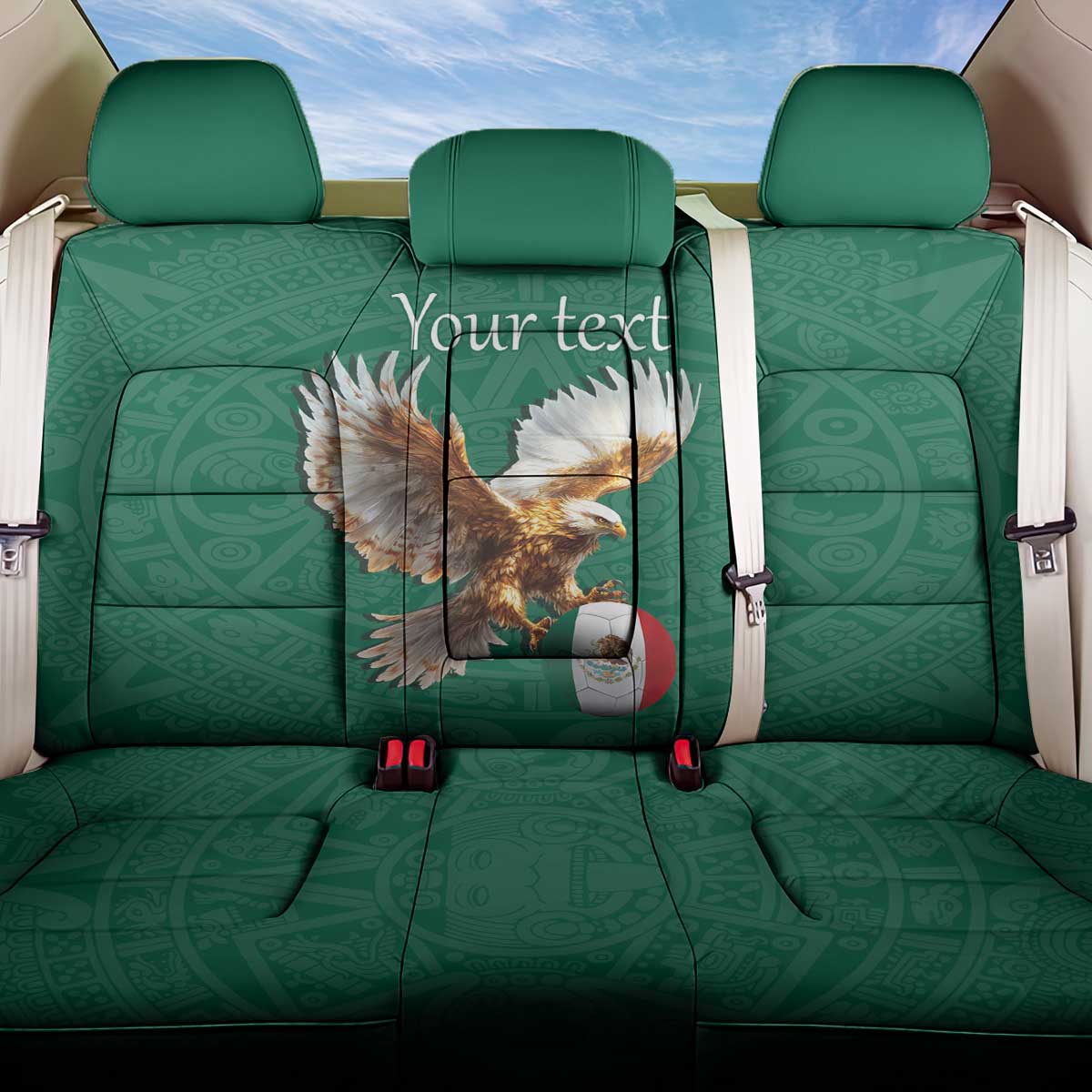 Personalized Viva Mexico Football Back Car Seat Cover Mexican Eagle Mascot with Sporty Style