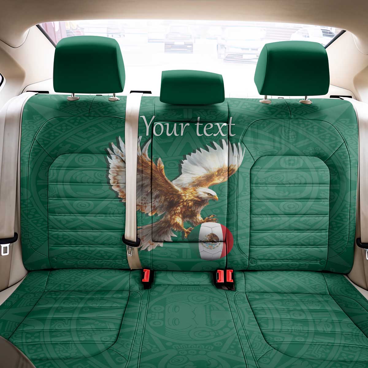 Personalized Viva Mexico Football Back Car Seat Cover Mexican Eagle Mascot with Sporty Style