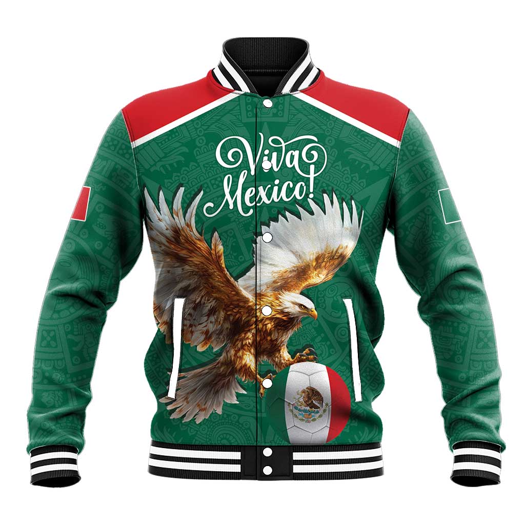 Personalized Viva Mexico Football Baseball Jacket Mexican Eagle Mascot with Sporty Style