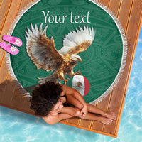 Personalized Viva Mexico Football Beach Blanket Mexican Eagle Mascot with Sporty Style