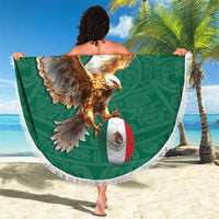 Personalized Viva Mexico Football Beach Blanket Mexican Eagle Mascot with Sporty Style