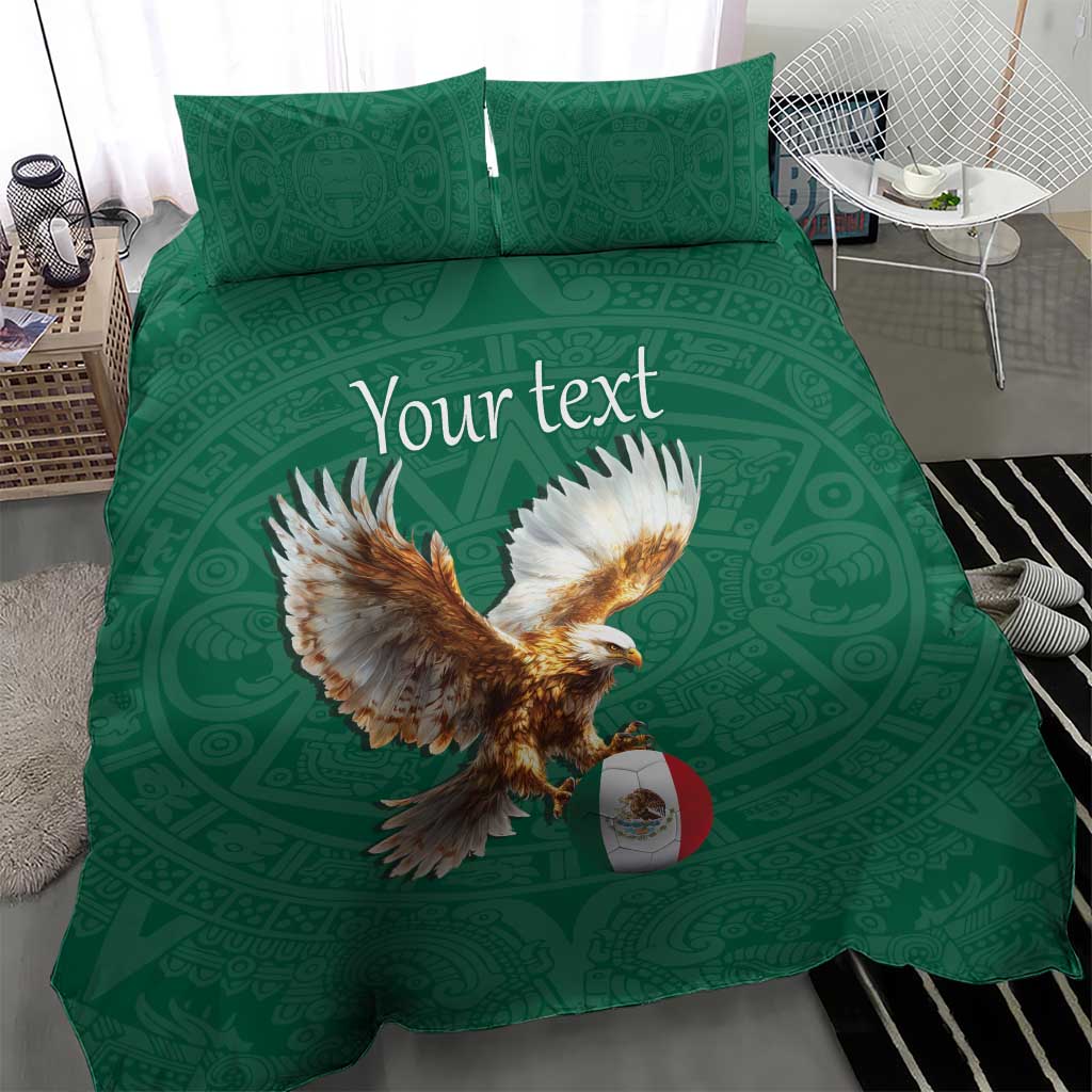 Personalized Viva Mexico Football Bedding Set Mexican Eagle Mascot with Sporty Style