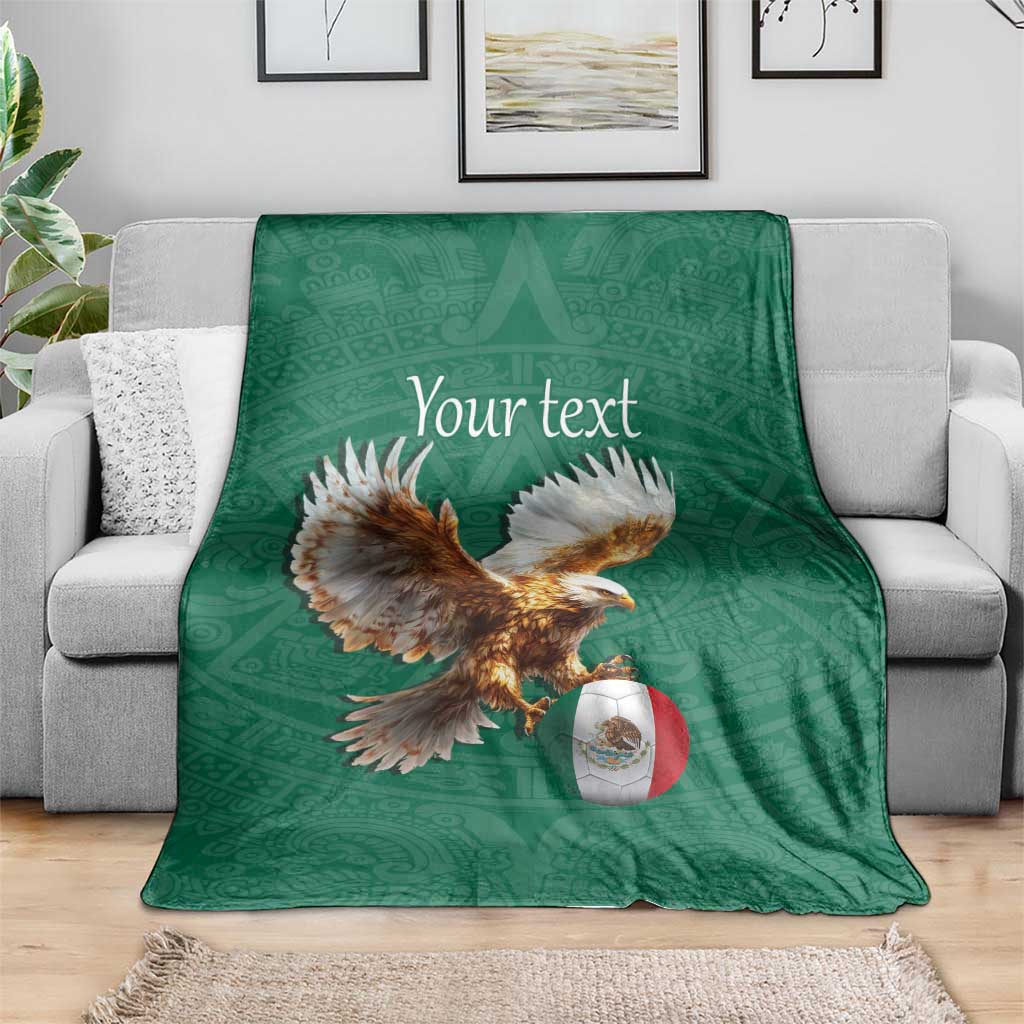 Personalized Viva Mexico Football Blanket Mexican Eagle Mascot with Sporty Style