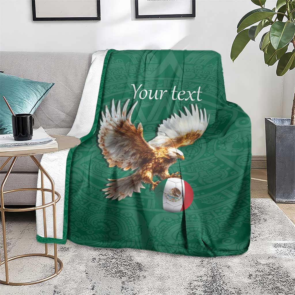 Personalized Viva Mexico Football Blanket Mexican Eagle Mascot with Sporty Style