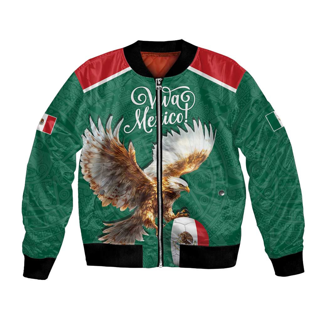 Personalized Viva Mexico Football Bomber Jacket Mexican Eagle Mascot with Sporty Style