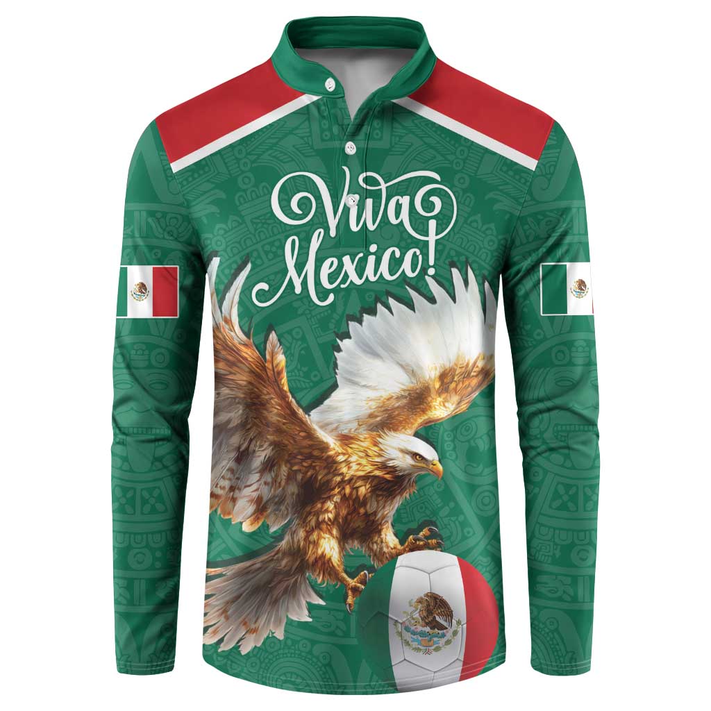 Personalized Viva Mexico Football Button Sweatshirt Mexican Eagle Mascot with Sporty Style