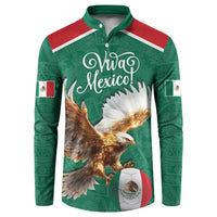 Personalized Viva Mexico Football Button Sweatshirt Mexican Eagle Mascot with Sporty Style