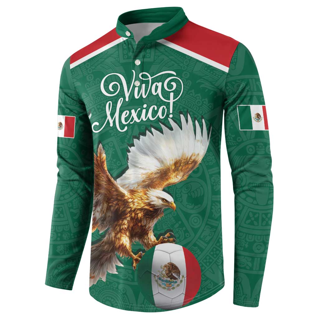 Personalized Viva Mexico Football Button Sweatshirt Mexican Eagle Mascot with Sporty Style