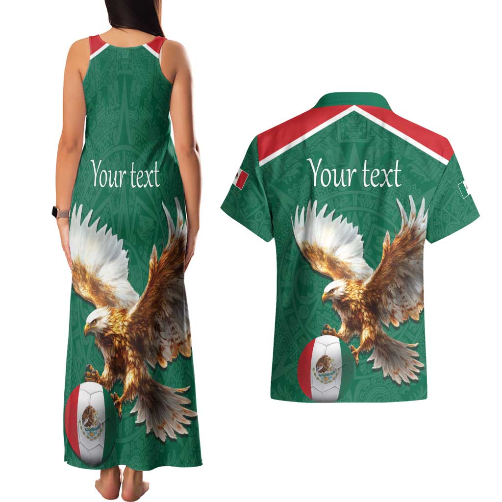 Personalized Viva Mexico Football Couples Matching Tank Maxi Dress and Hawaiian Shirt Mexican Eagle Mascot with Sporty Style