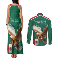 Personalized Viva Mexico Football Couples Matching Tank Maxi Dress and Long Sleeve Button Shirt Mexican Eagle Mascot with Sporty Style