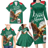 Personalized Viva Mexico Football Family Matching Long Sleeve Bodycon Dress and Hawaiian Shirt Mexican Eagle Mascot with Sporty Style