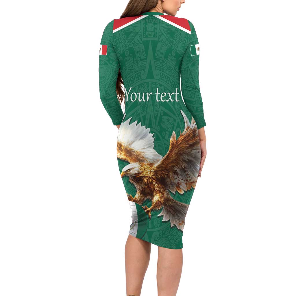 Personalized Viva Mexico Football Family Matching Long Sleeve Bodycon Dress and Hawaiian Shirt Mexican Eagle Mascot with Sporty Style
