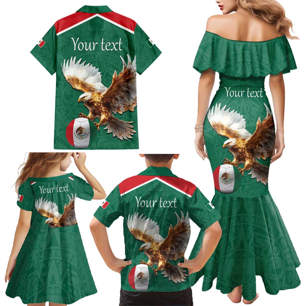 Personalized Viva Mexico Football Family Matching Mermaid Dress and Hawaiian Shirt Mexican Eagle Mascot with Sporty Style