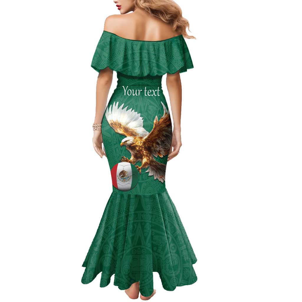 Personalized Viva Mexico Football Family Matching Mermaid Dress and Hawaiian Shirt Mexican Eagle Mascot with Sporty Style