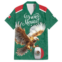 Personalized Viva Mexico Football Family Matching Off The Shoulder Long Sleeve Dress and Hawaiian Shirt Mexican Eagle Mascot with Sporty Style