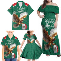 Personalized Viva Mexico Football Family Matching Off Shoulder Maxi Dress and Hawaiian Shirt Mexican Eagle Mascot with Sporty Style
