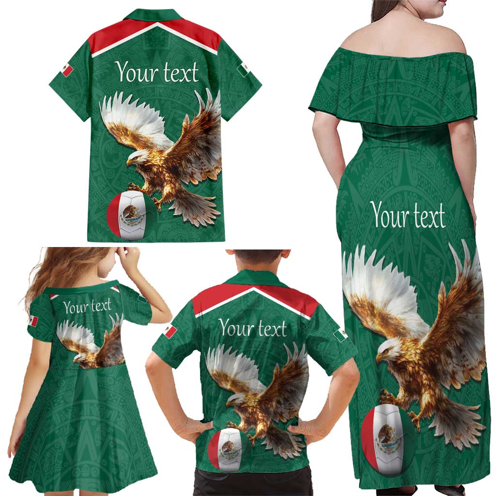 Personalized Viva Mexico Football Family Matching Off Shoulder Maxi Dress and Hawaiian Shirt Mexican Eagle Mascot with Sporty Style