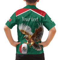 Personalized Viva Mexico Football Family Matching Off Shoulder Short Dress and Hawaiian Shirt Mexican Eagle Mascot with Sporty Style