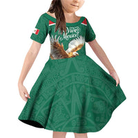 Personalized Viva Mexico Football Family Matching Off Shoulder Short Dress and Hawaiian Shirt Mexican Eagle Mascot with Sporty Style