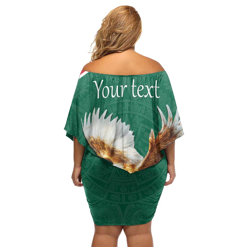 Personalized Viva Mexico Football Family Matching Off Shoulder Short Dress and Hawaiian Shirt Mexican Eagle Mascot with Sporty Style