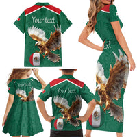 Personalized Viva Mexico Football Family Matching Short Sleeve Bodycon Dress and Hawaiian Shirt Mexican Eagle Mascot with Sporty Style